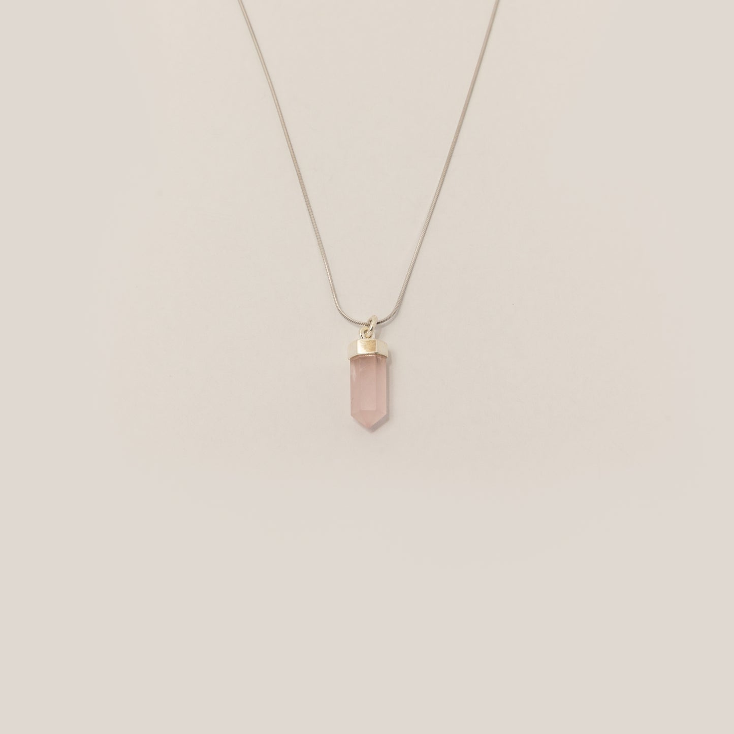Collar Cuarzo Rosa silver