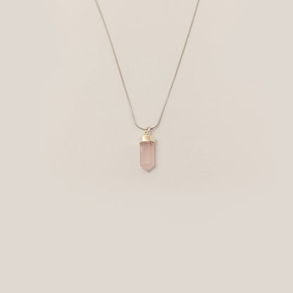 Collar Cuarzo Rosa silver