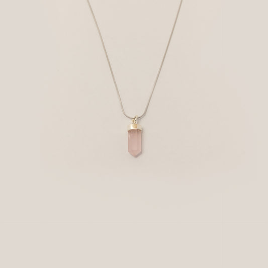 Collar Cuarzo Rosa silver