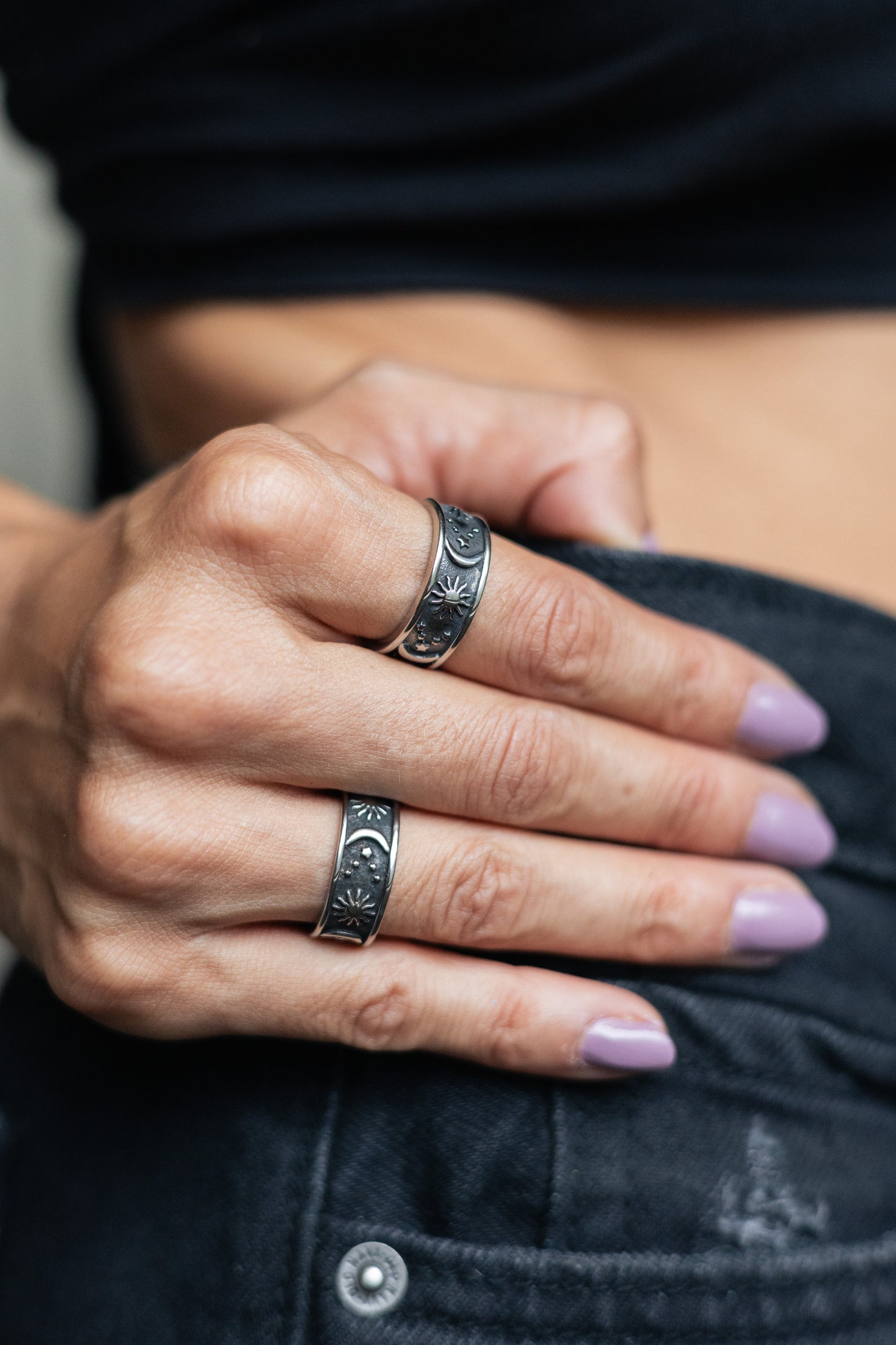 Anillo Sol y Luna Black