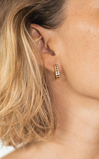 Aretes Black & White Gold